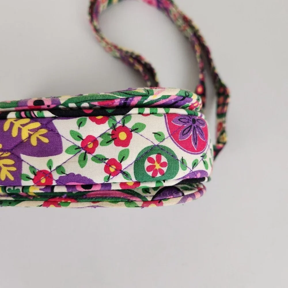 Vera Bradley Crossbody Bag Womens White Purple Viva La Vera Rachel Quilted Purse